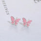 Pink Sterling Silver Butterfly Stud Earrings