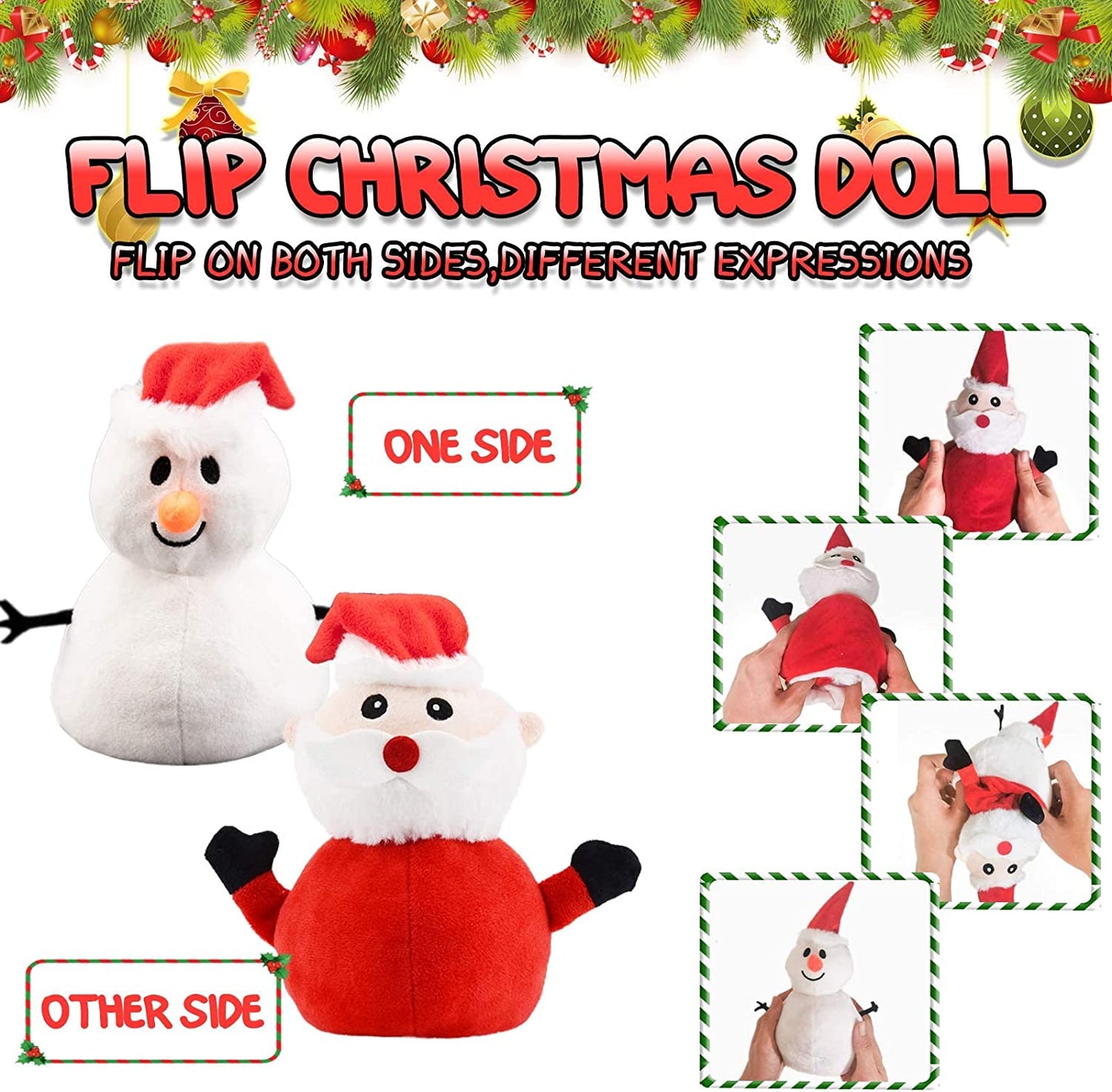 Reversible Santa Claus & Snowman Plushie