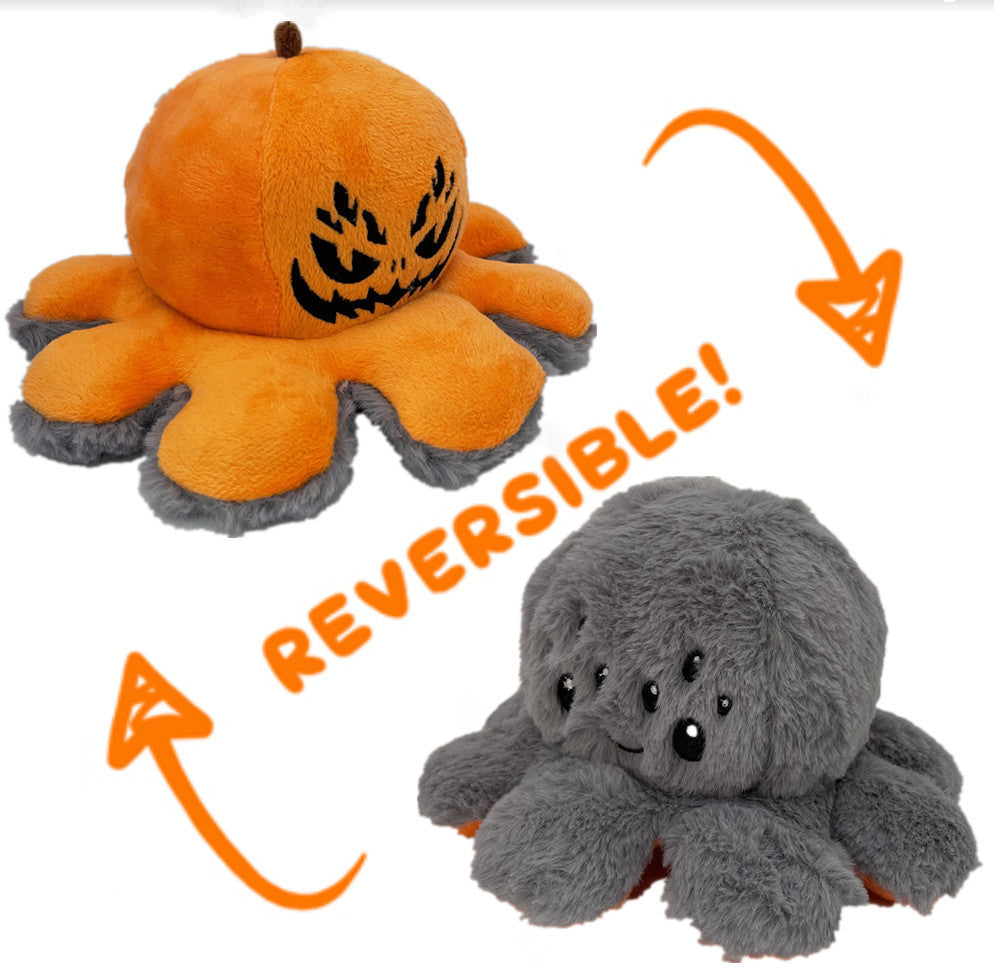 Peluche reversible de calabaza y pulpo para Halloween 2 en 1