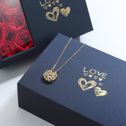 Two-In-One Four-Leaf Clover + 4 Heart Necklace - Valentine's Day Edition