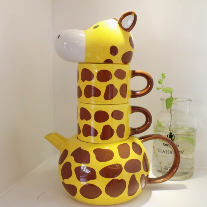 Giraffe Mugs & Pot Set