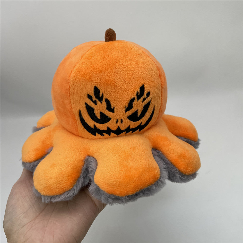 Peluche reversible de calabaza y pulpo para Halloween 2 en 1